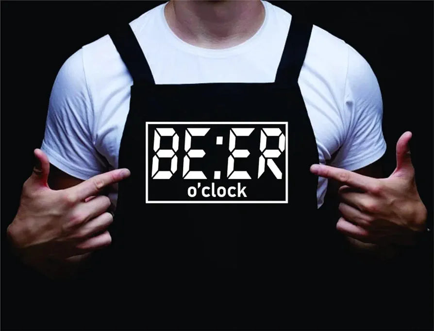 Beer O'Clock, Funny Mens Grilling Apron, BBQ Apron for Wife, Barbecue Gift for Dad, Backyard Cooking, Summer Time, Grill Master, Grilling