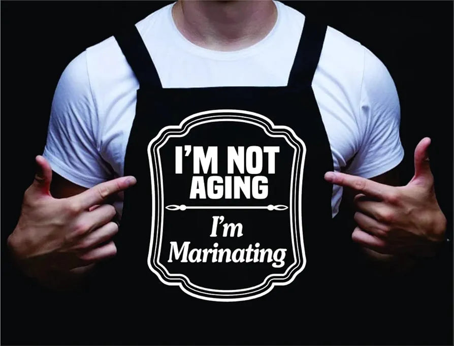 I'm Not Aging I'm Marinating, Funny Mens Grilling Apron, BBQ Apron for Wife, Barbecue Gift for Dad, Backyard Cooking, Summer