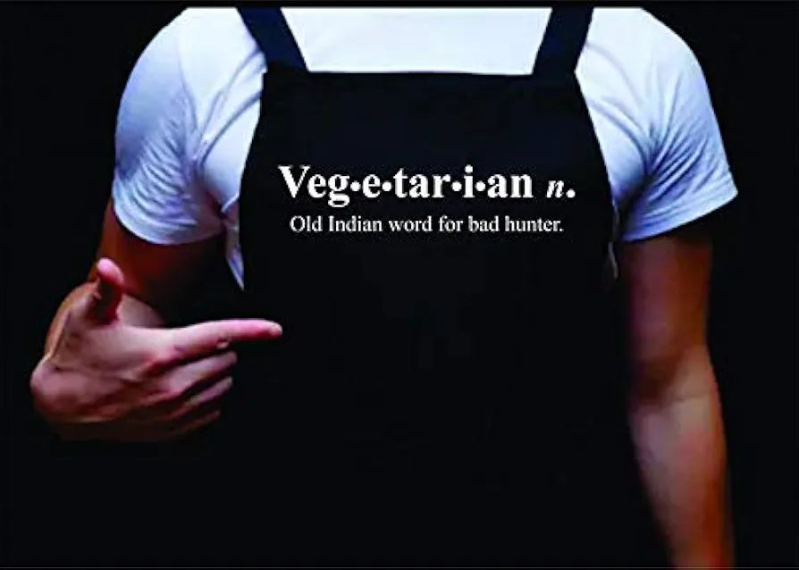 Vegetarian Indian Word for Bad Hunter, Manly Apron, Funny BBQ Apron for Men, Men’s Apron for Grilling Gifts for Men, Grilling Apron
