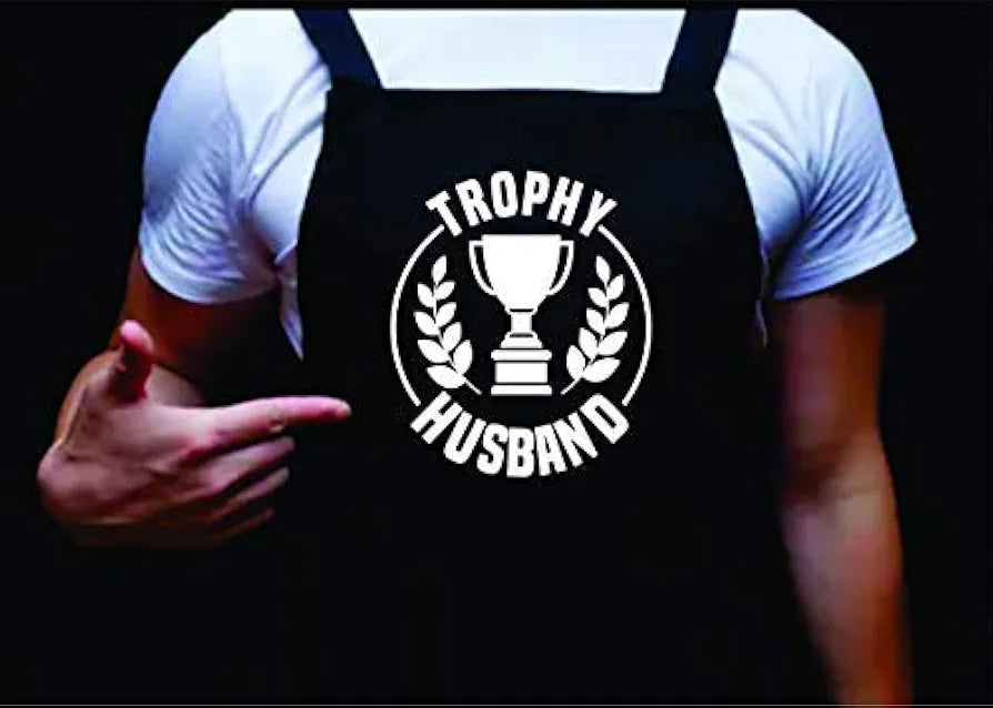 Trophy Husband, Manly Apron, Funny BBQ Apron for Men, Men’s Apron for Grilling Gifts for Men, Grilling Apron