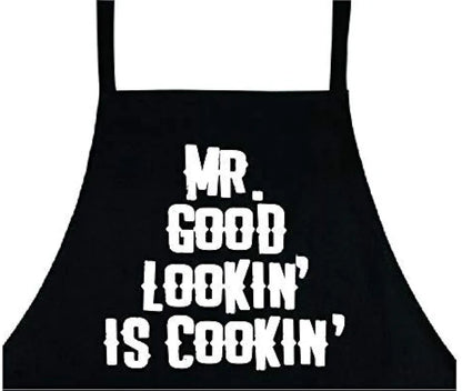 Mr Good Lookin is Cookin, Manly Apron, Funny BBQ Apron for Men, Men’s Apron for Grilling Gifts for Men, Grilling Apron