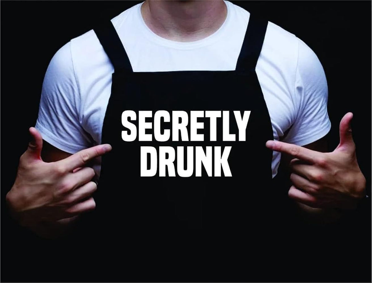 Secretly Drunk Funny Mens Grilling Apron, BBQ Apron for Wife, Barbecue Gift for Dad, Backyard Cooking, Summer