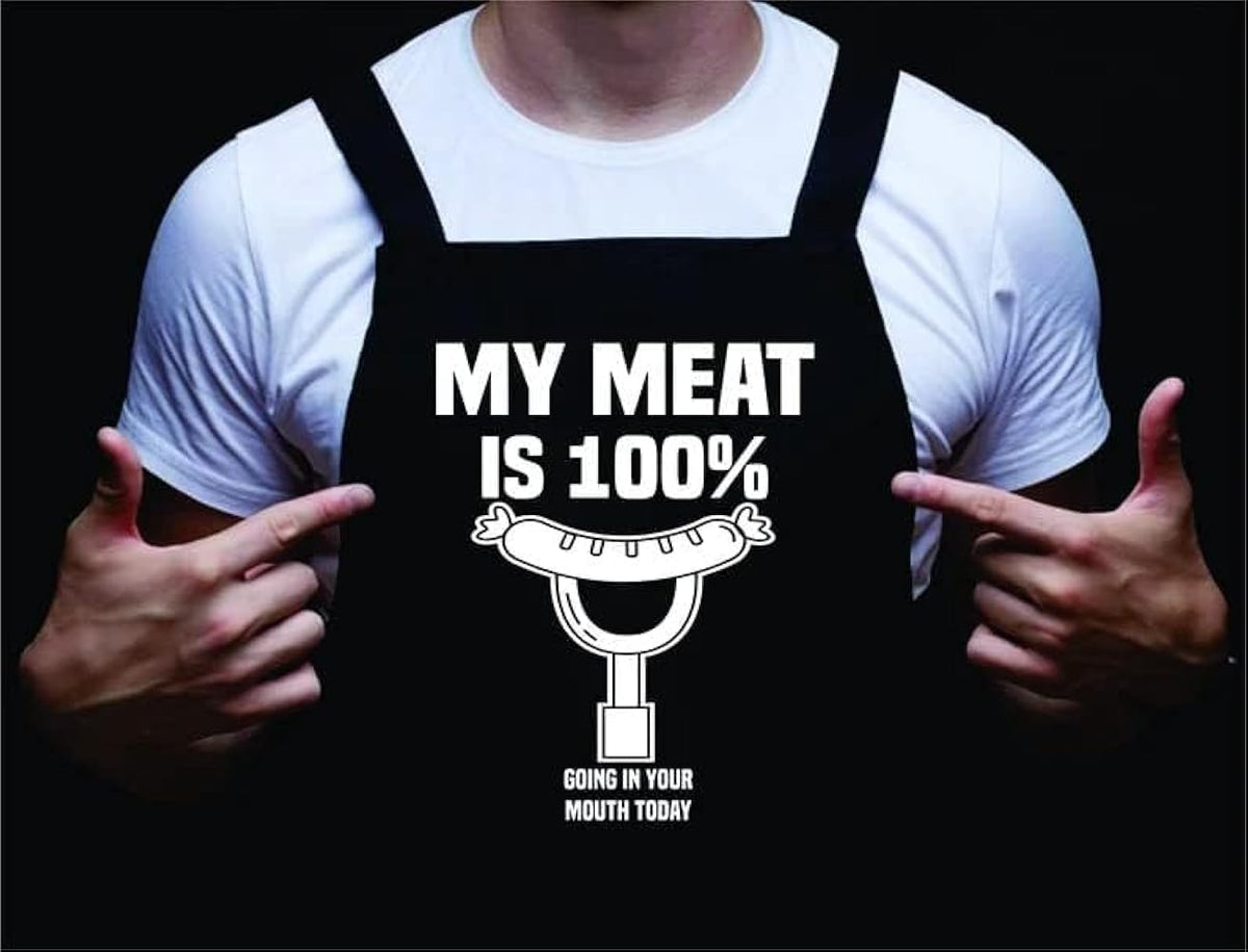 My Meat is 100% Going in Your Mouth Today, Funny Mens Grilling Apron, BBQ Apron for Wife, Barbecue Gift for Dad, Backyard Cooking, Summer