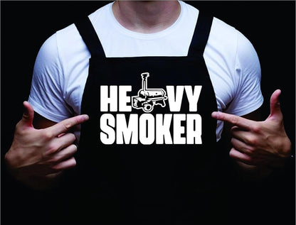 Heavy Smoker, Funny Men's Grilling Apron, BBQ Apron for Husband, Barbecue Gift for Pop, Backyard Cooking, Summer Time, BBQ Aprons, BBQ Gifts