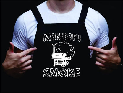 Mind If I Smoke, Funny Mens Grilling Apron, BBQ Apron for Wife, Barbecue Gift for Dad, Backyard Cooking, Summer